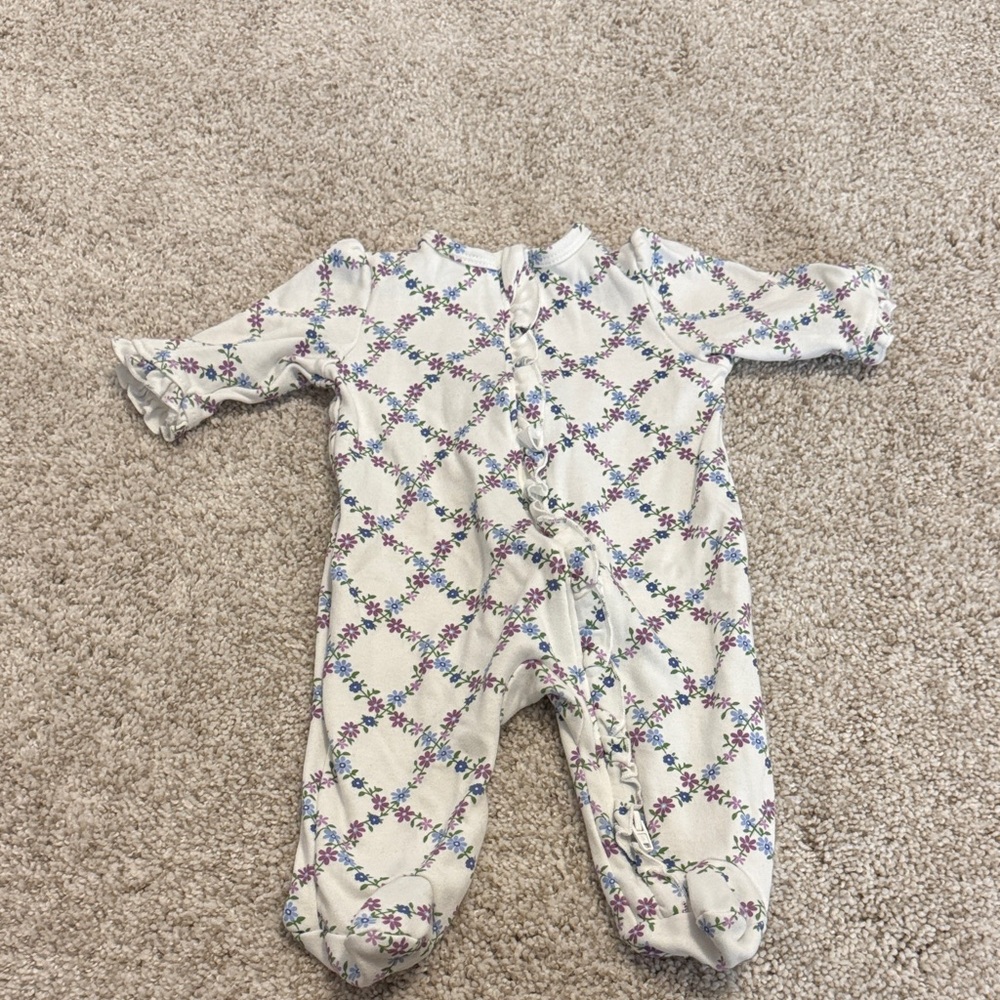 Little Me White and Purple Floral Footie